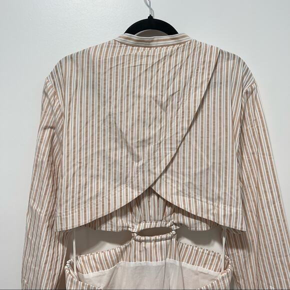 Jonathan Simkhai Janet Striped Open Back Cut-out Maxi Shirtdress Size 10 NWT - Picture 11 of 16